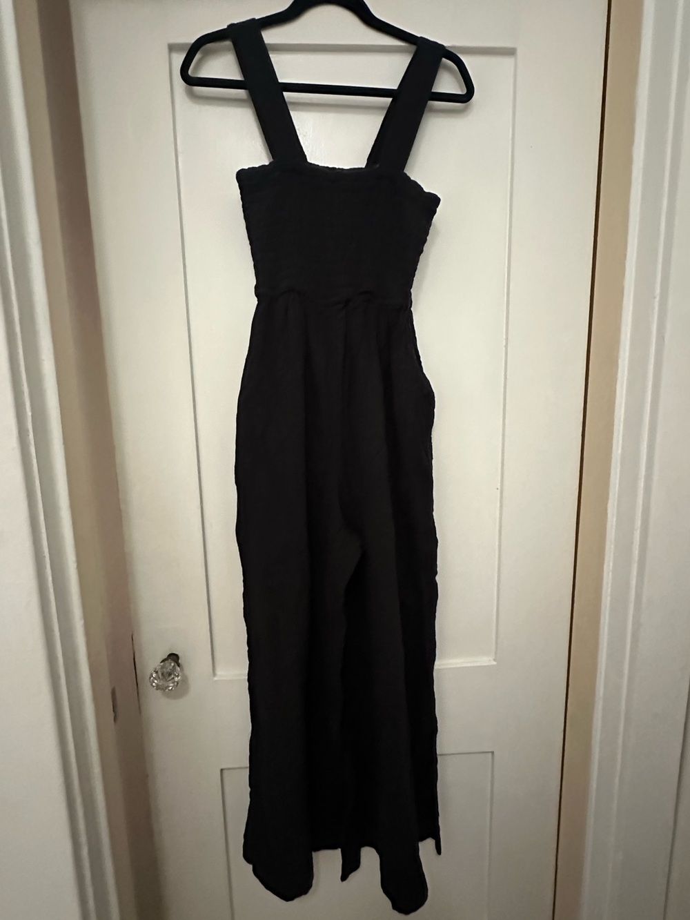 Quince Black Wide-Leg Jumpsuit with Wide Straps